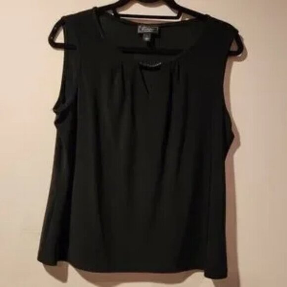 DRESSBARN collection blouse black sleeveless with keyhole neckline size Large - Picture 1 of 5